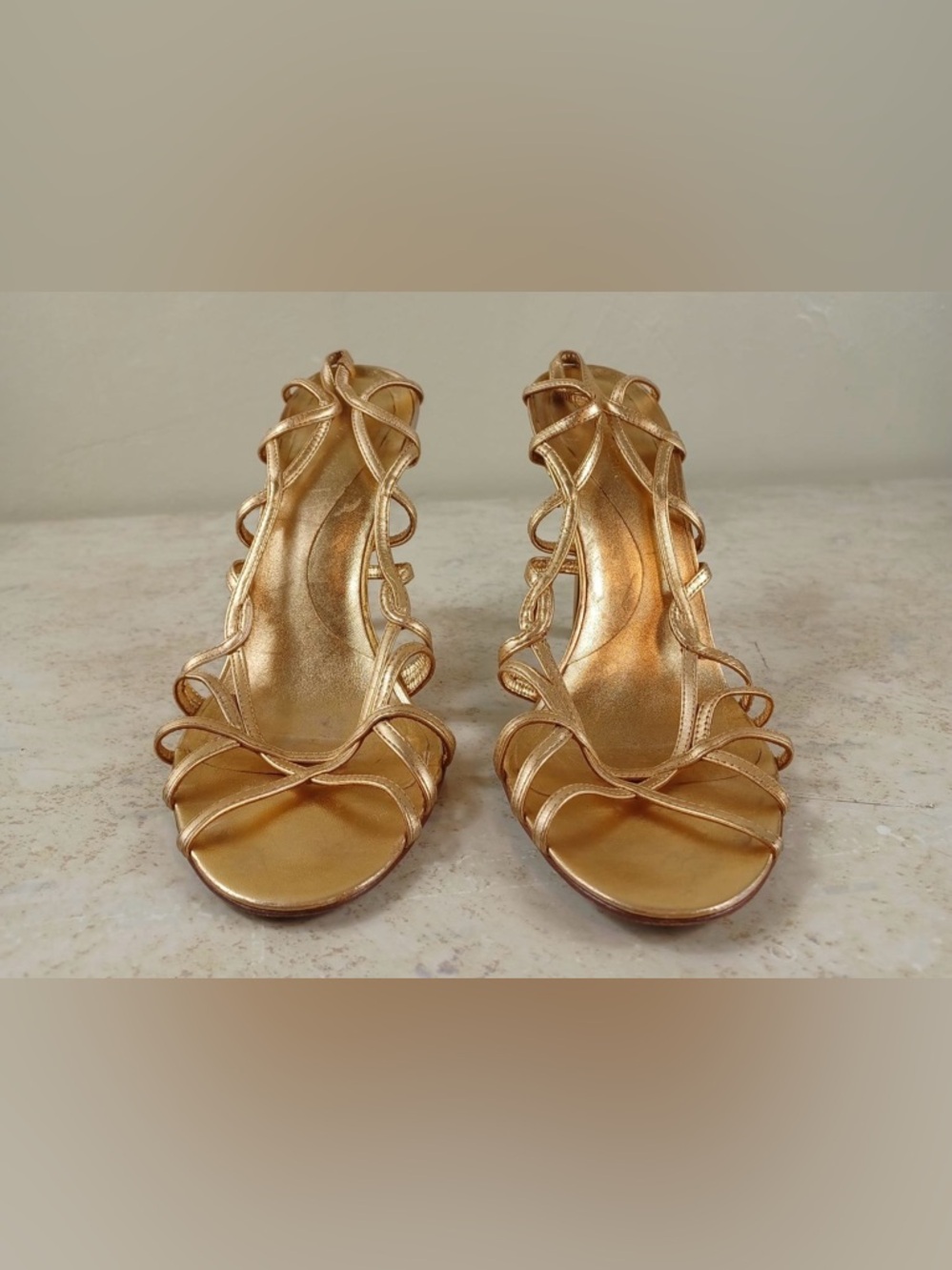 BCBGeneration Metallic Gold Strappy High-Heel Sandals